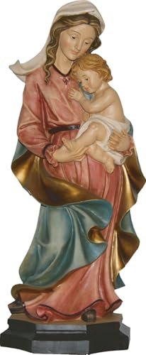 FADEDA Madonna mit Kind BL/R/Gold/Höhe:42 cm/handbemalt/detailgetreue Krippen Figuren - Weihnachten Tisch Dekoration Krippe Zubehör