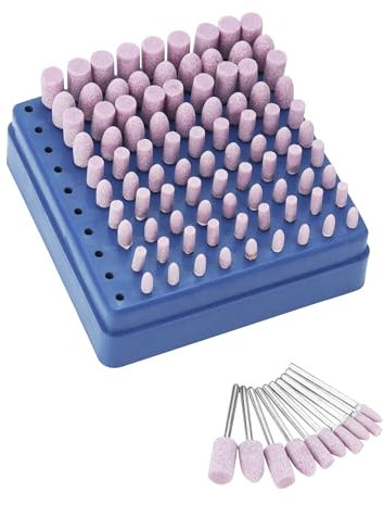 QWORK® 100 Stück Schleifsteinspitzen, schleifstifte, 3 mm Schaftdurchmesser, zum Schleifen und Polieren