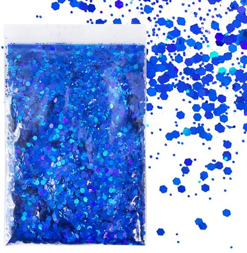 BETESSIN 50g Glitzer zum Basteln Blau Glitzerpulver Pailletten Reflektierend Glitter Pulver Glitzer Basteln Kerzen Schminke Glitzerpuder für Nägel Gesicht Makeup Kartenbasteln Handwerk Nagelkunst
