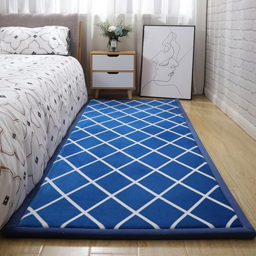 Single tree forest Weicher und Rutschfester Premium-Kinderteppich für das Kinderzimmer, Spielzimmer und Spielmatte-Blue Diamond grid-100 * 120cm