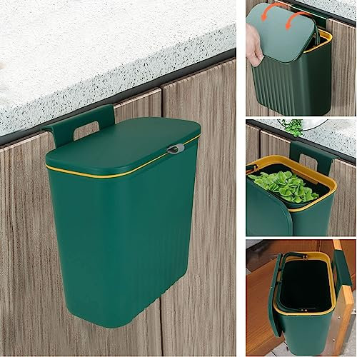 DAJAVE Mülleimer Hängend 10L Hängende Abfallsammler Klein Mülleimer Wandmontage, Kunststoff-Mülleimer mit Deckel für die Wandmontage, Camping Mülleimer für Küche, Tür, Bad, Wohnmobil