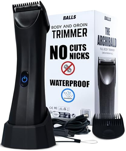 BALLS Trimmer V3 The Archibald - Intimrasierer für Männer für Hoden und Körper - Keine Schnitte, 100% Wasserdicht, Kabellos - Nass/Trocken - Rasierer Herren Intimbereich und Balls Rasierer Herren