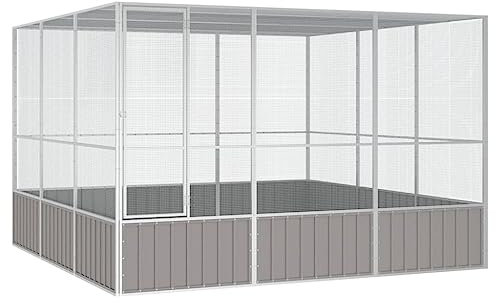 KOIECETA Vogelkäfig Grau 302,5x324,5x211,5 cm Verzinkter Stahl