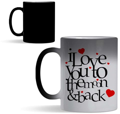 Valentine’s Day Mug - I Love You to The Moon & Back 11 oz Colour Changing Ceramic Magic Mug