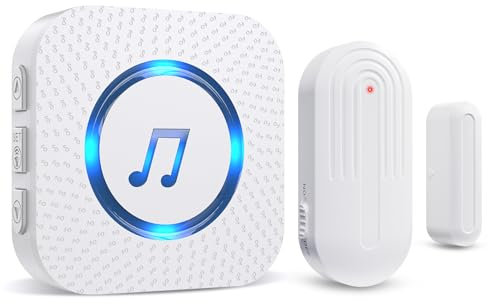 SanJie Tür Fenster Sensor,Türalarm Fensteralarm 240M/800FT Reichweite 55 Melodien auf 5 Volumes,Türsensor Home Alarmanlage Tür Laden/Haus Fensterkontakt 1 Empfänger 1 Sender