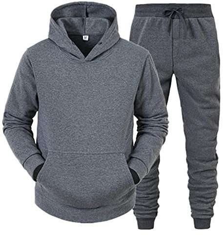 Tuta Invernale Uomo Felpata Cotone Invernale Felpa+pantaloni Sportivo Completa tuta+pantaloni in Pile con Tasca Manica Lunga Giubbotto Trekking Tinta Unita Cappotto