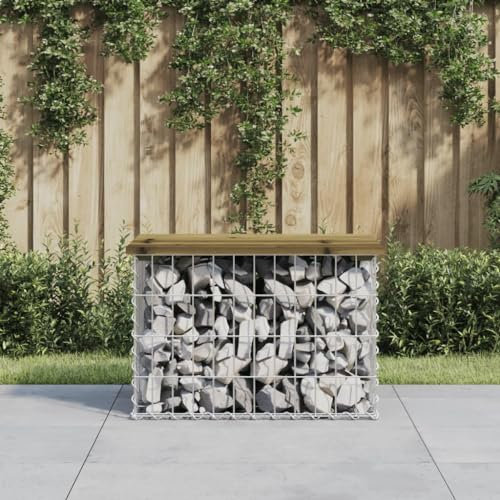 ARKEM Gartenbank aus Gabionen 63x44x42 cm Sitzbank Garten GabionenköRbe Gabionen Bank Outdoor Patio BäNke Kiefernholz Imprägniert