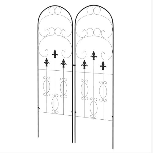 Outsunny Juego de 2 Enrejados de Jardín Soportes para Enredaderas de Acero con Antióxido para Flores Plantas y Decoración Exterior Patio Terraza 45x150 cm Negro