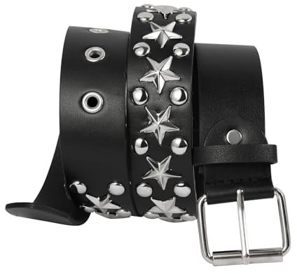 Manfnee Punk Gürtel Nietengürtel Damen und Herren kunstleder gürtel für Jeanshosen Hip Hop Gothic Rock Gürtel