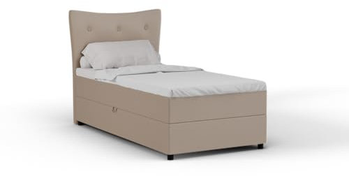 Nevada Boxspringbett 100 x 200 cm Doppelbett mit hochwertiger Bonell-Matratze und Topper, Polsterbett mit Bettkasten, Schlafzimmer, Bequem, Modern, Stilvoll
