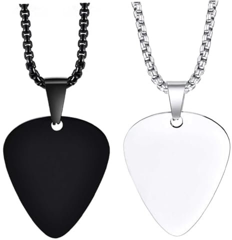OFFSCH 2 Stück Gitarrenplektrum Edelstahl Halskette Edelstahl Plektrum Halskette Gitarren Plektrum Halskette Plektrum Pullover Plektrum Anhänger Halskette Kreative Halskette