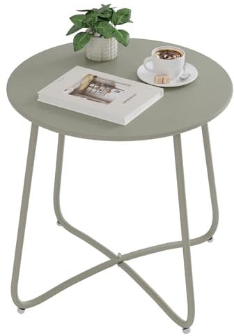 eSituro Table Basse Ronde, Table d'Appoint, pour l'Intérieur, l'Extérieur, Salon, Balcon, Terrasse, Jardin, en Métal, Ø45xH45 cm, Gris