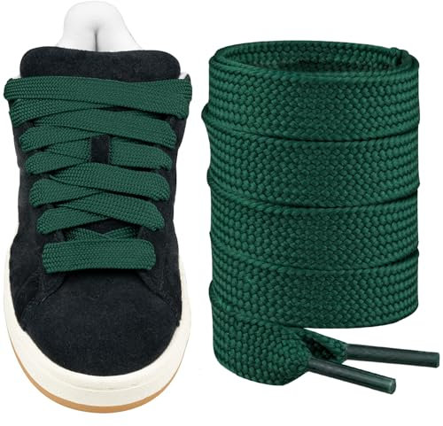 Endoto Cordones para Adidas Campus 00s Zapatos, 16mm de ancho Agujetas Cordón de Repuesto planos y gruesos para zapatillas Shoelaces Laces - Verde, 54 pulgadas
