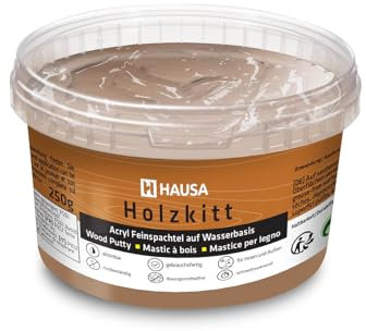HAUSA Holzkitt 250 g Wenge Holzspachtelmasse, Kitt für Holz, Holzspachtel/Füllmasse zum Reparieren von Holzschäden gebrauchsfertig ausgezeichnete Füllkraft schnelltrocknend rissbeständig