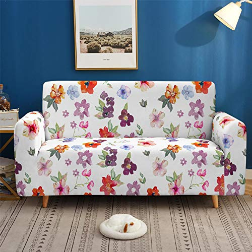 Gambo Sofa Überzug Bunte Blumen Stretch Sofa Überzug 3 Sitzer Super Elastisch Sofabezug Mit Armlehnen Waschbarer Kratzfester rutschfest Sofa Cover Für Hunde Katzen Und Haustiere