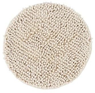Muratap Badematte Fluffy rutschfest - Hochflor Badteppich Maschinenwaschbar für Badezimmer, Toilette Weicher Badezimmerteppich Absorbierende Duschmatte - Große: 55 cm - Rund - Farbe: Creme