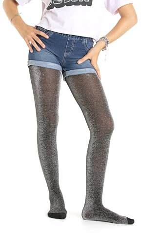 Gi&Gi Collant coprenti 70 denari da bambina caratterizzati da un brillante glitter colorato.N.2205 (IT, Età, 8 anni, 10 anni, Regular, NERO)
