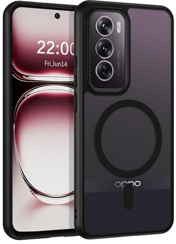 VENINGO Cover Magnetica per OPPO Reno 12 Pro 5G Custodia compatibile con MagSafe Cover OPPO Reno Pro 12 5G 6,7 Pollici Traslucida Opaca Sottile Antiurto Protettiva Custodia Nero