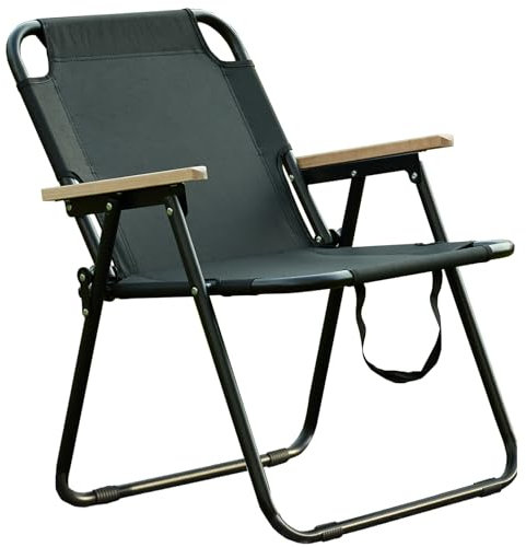 Campingstuhl Faltbar, Klappstuhl Camping, Angelstuhl Faltbar in Camouflage, 225kg Belastbar, Faltstuhl Camping aus Robustem Oxford-Gewebe für Garten, Picknick, Reisen (Black)
