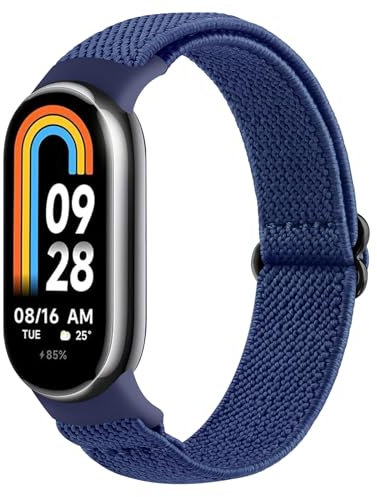 Oumida Armband für Xiaomi Mi Smart Band 8 / Xiaomi Smart Band 9 Uhrenarmband, Elastische Nylon Armbänder, Verstellbare Sport Ersatzarmband Herren Damen für Xiaomi Mi Band 9/ Mi Band 8, Marineblau
