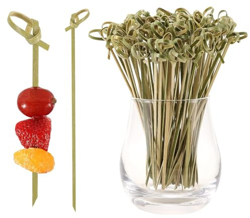 100 PCS Cocktail Picks, 12 CM Toothpicks for Appetizers, Natural Bamboo Knot Skewers, Mini Food Sticks, Fancy Tooth Picks for Drinks,Fruit,Charcuterie,Cocktail Garnish Accessories,Party Supplies