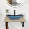 YU YUSING Ensemble de Meubles de Salle de Bain avec Lavabo 60cm, Plan de Toilette Suspendu sous Lavabo, Etagère Mural Ouverte 2 Porte-Serviettes, Support Vasque, Vasque à Poser, Robinets(Ovale Bleu)