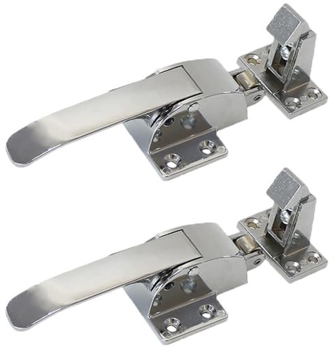 2PCS Oven Refrigerator Metal Freezer Handle, Adjustable Latch Spring Loaded Walk in Freezer Cooler Door Handle, Freezers Refrigerators Pull Handle Latch, Latch Releasing Pull Handle (B)