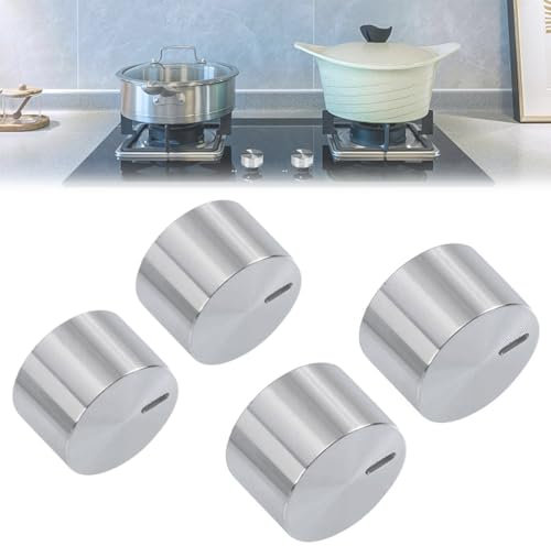 4 pezzi manopola per forno in alluminio, manopola per piano cottura a gas da 36 mm, adattatore di controllo universale per superfici da cucina, argento