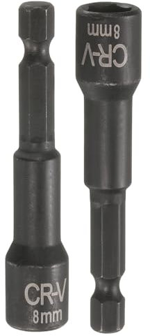 sourcing map 2Pcs 1/4 Hex Shank 8mm Magnetic Hex Socket 65mm Length, CR-V Steel Quick-Release Impact Driver Socket Wrench Screw for Impact Drill Power Nut Setter