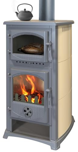 Kaminofen mit Backfach und Herdplatte Cucina creme - 9,7kW