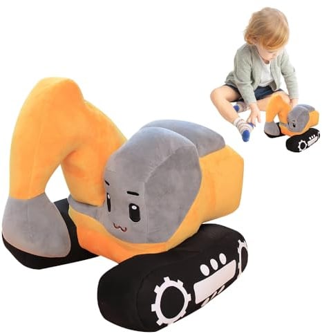 KBIBCK Kinder Plüsch Bagger, Bagger Kuscheltier, Plüsch Spielzeug, Geburtstagsgeschenk für Jungen und Mädchen, 26 * 23cm