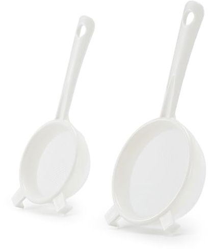 Luckyiren Kefir Strainer Set, Plastic Non-Metal Sieve with Fine Mesh | 3.15 & 3.94 Diameter Double-size for Mason Jars, Grains, Milk Kefir, Water Kefir & Kombucha, Food Grade, Easy to Clean