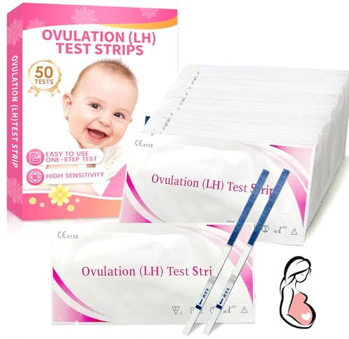 50 Ovulation Test Strips, Ovulation Predictor Kit, Fertility Predictor Testing, 25mIU/mL High Sensitivity for Women Home Testing, Know Your Most Fertile Days, Fast and Accurate Results, White