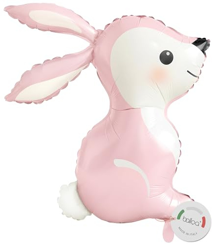 balloa Folienballon Hase Pastell Rosa, XXL Waldtiere Deko Babyparty, 50 cm | Rosafarbener Hase im Waldtier-Design, XXL, heliumgeeignet, ungefüllt, Deko für Babyparty, Kindergeburtstag und Waldparty
