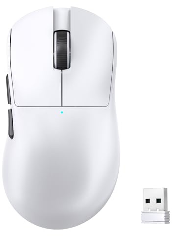LexonElec Magic-Refiner X2 Superleichte Kabellose Computer Maus, Weiß A | Pixart 3311 Gaming-Sensor, 24000 DPI, 1000 Hz Abtastrate, 2,4G/BT/USB Wired Mouse, Ergonomisches für Laptop/PC/Mac