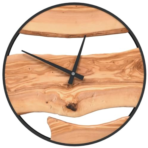 Solivagant Orologio a Parete Marrone Ø35 cm in Ferro e Legno di Ulivo,Marrone,1kg