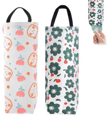 FUHAMJ 2 Pezzi Porta Sacchetti Di Plastica, Portasacchetti Cucina Salvaspazio, Adesiva Porta Oggetti Parete Portaoggetti Appendere Organizzatore Cucina Per Rotoli Alluminio Pellicola Spezie(C)