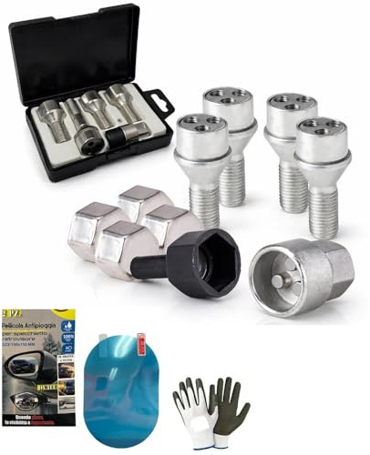 KIT BULLONI ANTIFURTO PER RUOTE CERCHIO IN ACCIAIO KIT 4 PERNI+1 CHIAVE FARAD COMPATIBILE CON TOYOTA Yaris Cross dal 2022 in poi (HA1) SET BULLONE PER GOMME RUOTE AUTO
