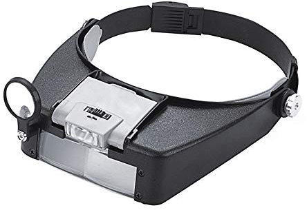 PHOEWON Vergrößerungsglas Stirnband Lupe Hände Frei Kopflupe Lupenbrille LED Juwelierlupe für Brillenträger, Schmuck, Diamant, Briefmarken, Zahnarzt