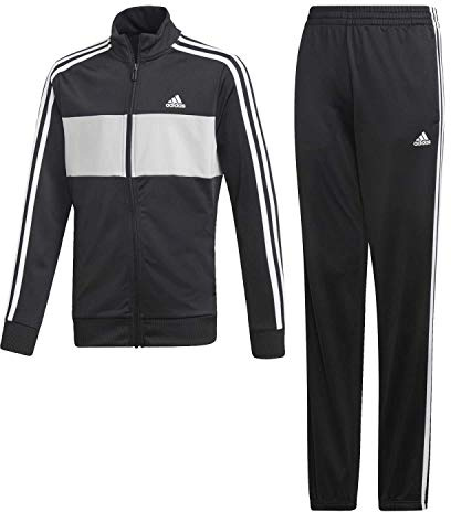 Adidas Kids YB Ts Tiberio Tracksuit - Top: Black/Grey Two F17/White Bottom: Black/White, Size: 1112Y