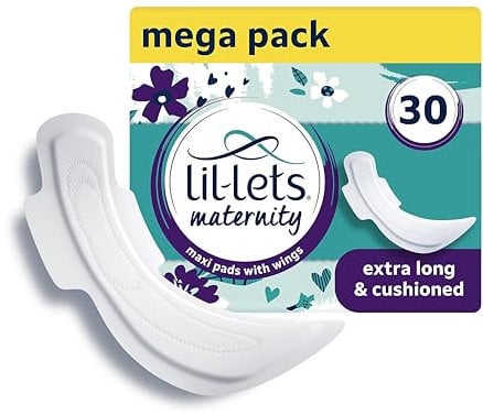 Lil-Lets Schwangerschaftseinlagen, extra lange, dicke Maxi-Handtücher, mit Flügeln, 3 Packungen mit 10 Stück, unverzichtbar nach der Geburt oder nach der Geburt (Verpackung kann variieren)