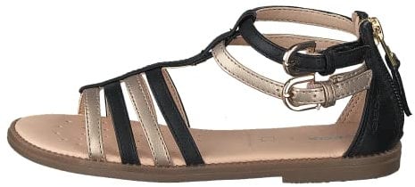Geox J Sandal Karly Girl, Sandalias para Niña, Multicolor (Black/Platinum), 33 EU
