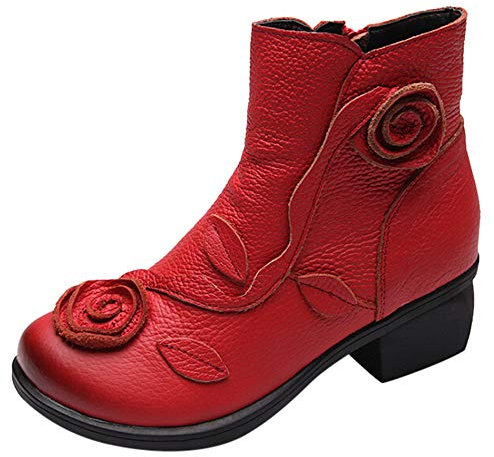 Stivali Donna Invernali Stivali Donna con Tacco Stivali Donna Texani Stivaletti Donna Neri Stivali Donna Pioggia Stivali Uomo Militari Scarpe Donna (40 EU,1- Rosso)