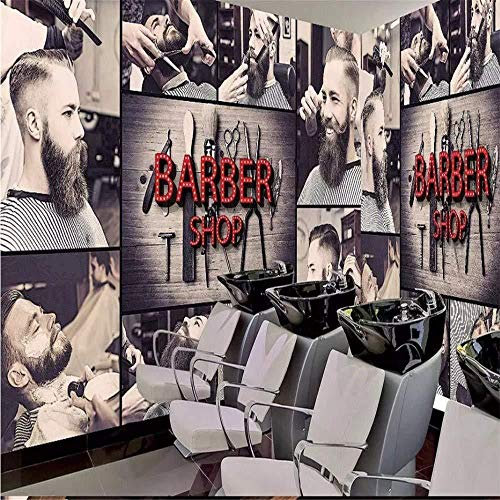 Charme créatif salon de coiffure Barbershop Papier peint mural autocollant moderne 3D pour salon chambre à coucher