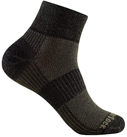 Wrightsock - 1 Paar Herren/Damen Profi Sportsocke grau (knöchelhoch) Quarter Coolmesh II Merino Wolle -anti-blasen