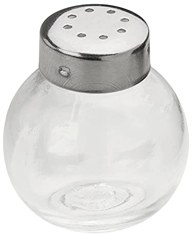FMprofessional Mini-Streuer 20 ml, Salz- und Pfefferstreuer aus Glas, Gewürzstreuer für einfaches Dosieren, Streuer für verschiedene Anlässe, hochwertiger Ministreuer (Farbe: Silber), Menge: 1 Stück