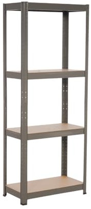 7H SEVEN HOUSE - Estantería Modular Metálica, Acero y MDF Antihumedad, Hogar, Trastero, Cocina, Oficina, Despacho, 4 Baldas Ajustables, Máx. 240Kg, 60x30x148cm (largo x ancho x alto), Color Gris