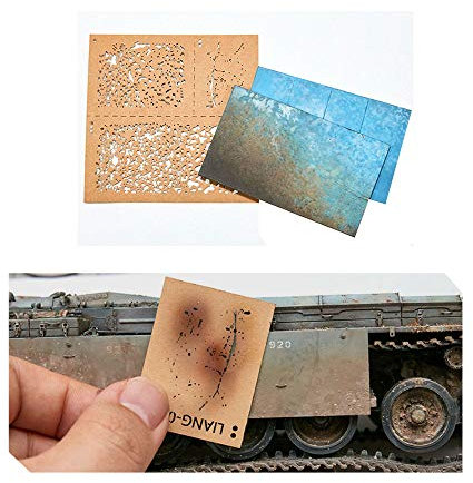 Acxico 1 Set DIY Dekoration Verwitterung Airbrush Schablonen Werkzeuge für 1/35 1/48 1/72 Modell.