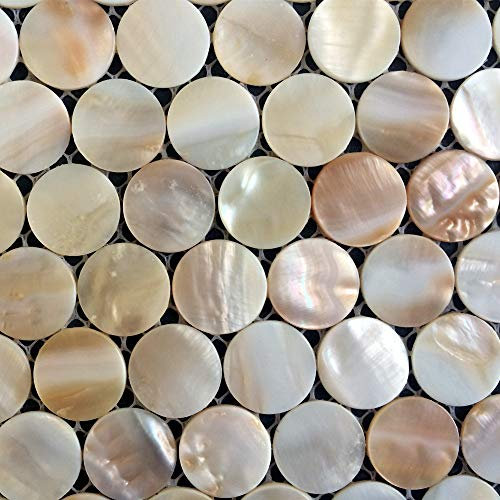Natürliche Penny Runde Muschelmosaik Perlmutt Fliesen Dekoration Wand Bad Küche Backsplash Tapete Fliesen