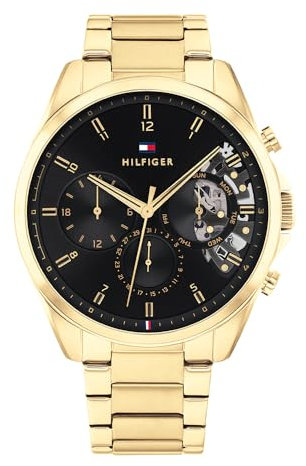 Tommy Hilfiger Multi Zifferblatt Quarz Uhr für Herren mit Goldfarben Edelstahlarmband - 1710447
